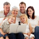 Happy family in a videoconference